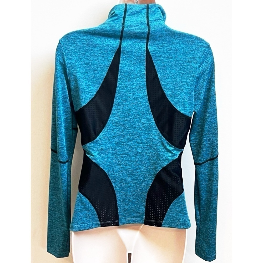 NEW SHEIN Full Zip Lightweight Athletic Jacket Teal Blue Black Medium Stretchy - Picture 2 of 6
